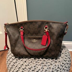 Coach Brown and Red Crossbody Bag